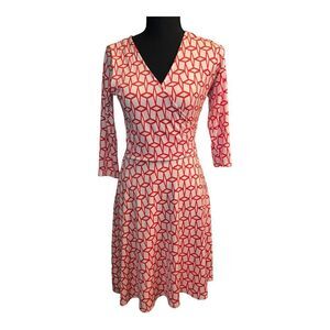 41 Hawthorn Faux Wrap Dress | Preppy Spring Style | Pink & Red Print | Size XS